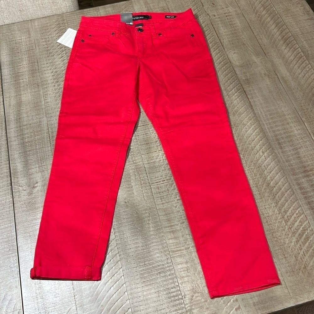 Calvin Klein Jeans power stretch Skinny Crop Red denim NWT